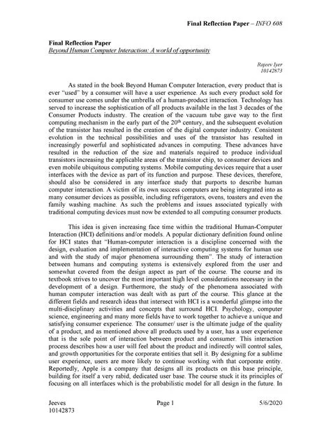 Reflection Paper Examples