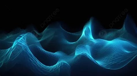 Abstract Wave Patterns Background In Blue Color On Black, 3d Render A ...