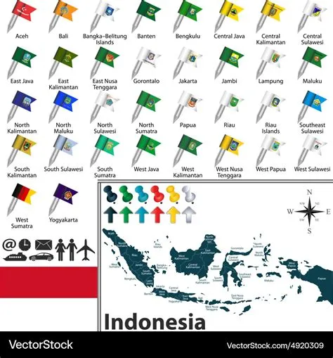 Indonesien Karte mit Flaggen Lizenzfreies Vektorbild
