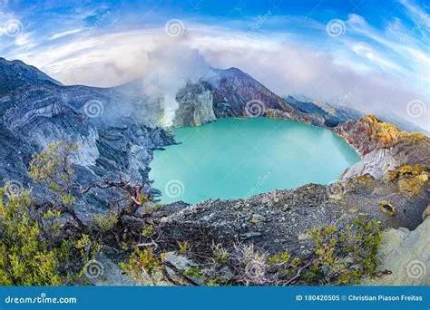 Landscape Showing the Kawah Ijen Volcano and Lake , in Java Island ...