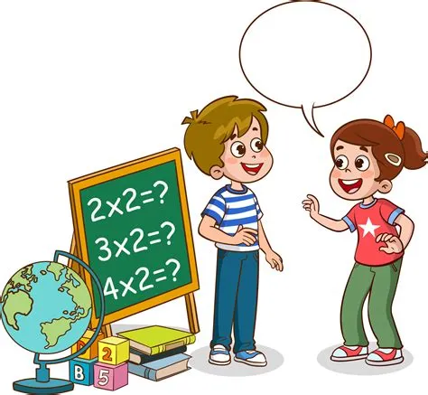 Happy kids learning math. Child person do math exercises calculating ...