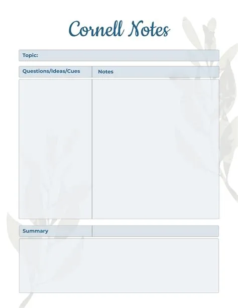 Free Cornell Note Templates to Edit Online