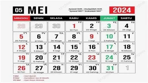 Kalender Jawa Mei 2024, Lengkap dengan Pasaran Jawa, Penanggalan ...