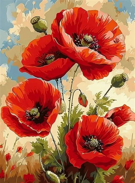 by Marie on Kresleni, malovani in 2025 | Poppy flower painting ...