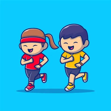gente linda jogging ilustración de icono de vector de dibujos animados ...
