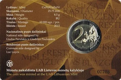 Litauen 2 Euro Münze - Litauische Sprache 2015 Coincard - euro-muenzen ...