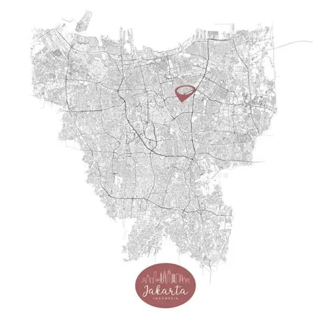 Jakarta, Indonesia,Urban Streets Roads Map with Location Pin Stock ...