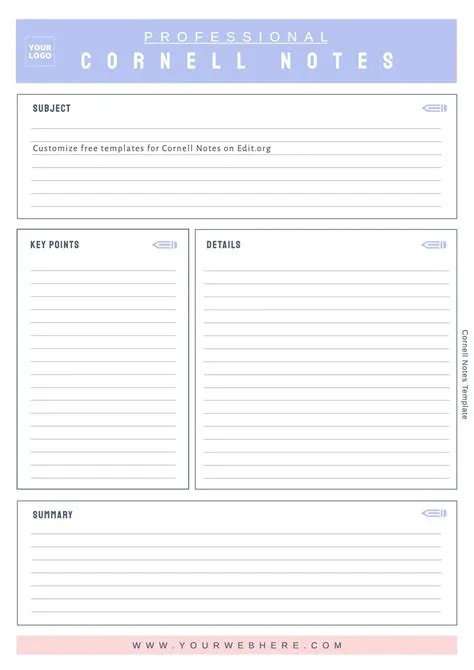 Free Cornell Notes Templates
