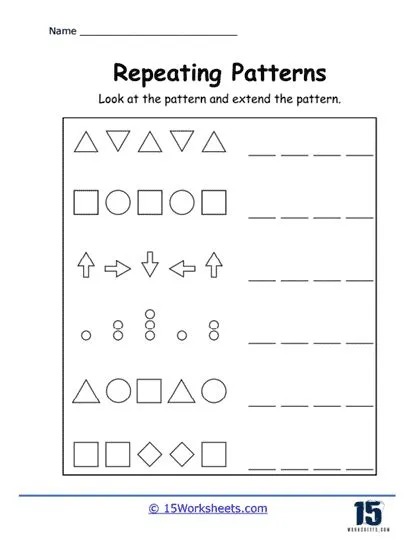 Repeating Patterns Worksheets | Sequences - 15 Worksheets.com