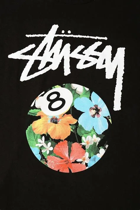 Man in Black T-Shirt with Flowers and Number Eight