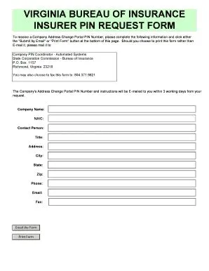 Fillable Online scc virginia INSURER PIN REQUEST FORM Fax Email Print ...