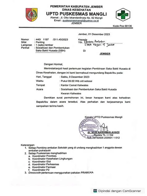 Surat Undangan Kepada Sma 4 Jember | PDF