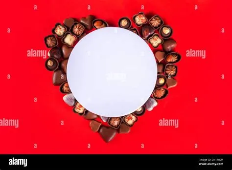 Valentines Day chocolates banner, background, frame. Various sweets and ...