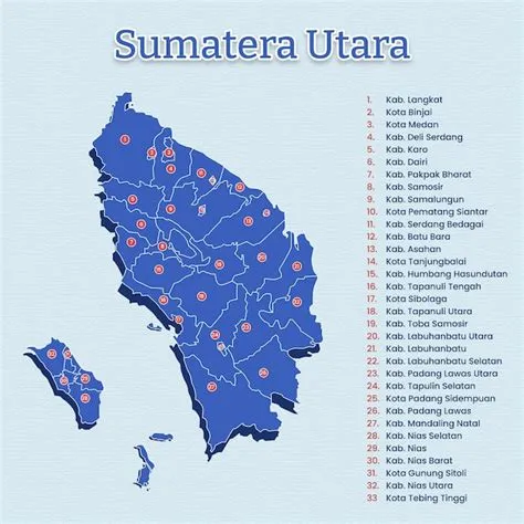 North sumatra province map template for vector assets | Premium Vector