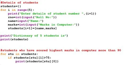 Class11 CBSE PYTHON Dictionary Programs