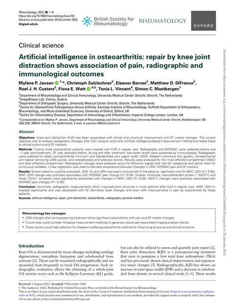 (PDF) Artificial Intelligence in osteoarthritis: repair by knee joint ...