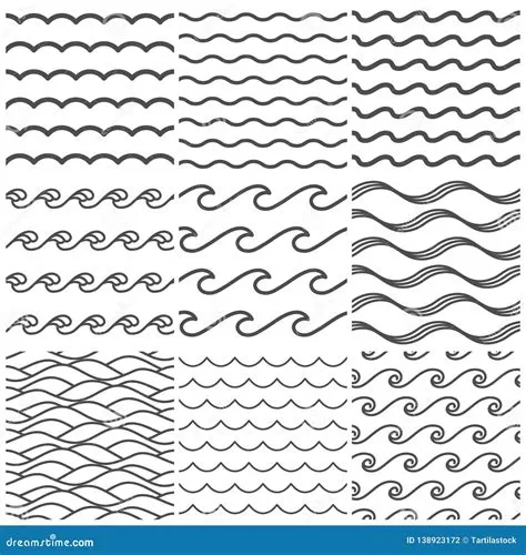 Seamless Water Waves Pattern. Sea Wave, Ocean Waters and Wavy Lake ...
