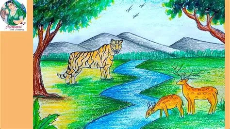 How To Draw Scenery Of Rainforest Step By Step