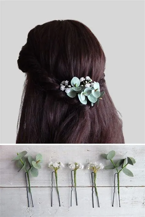 Baby breath eucalyptus flower hair pins greenery wedding hair piece ...