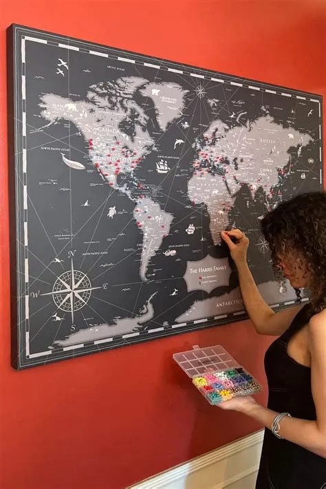 Push Pin Travel Map, Personalized World Map, Large Wall Decor, Travel ...