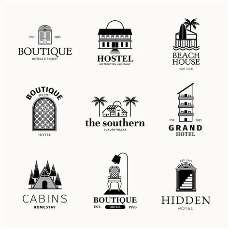 Hotel Logo Vector Black Business Corporate Identity Set