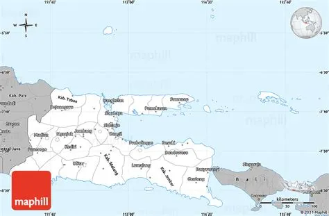 Gray Simple Map of East Java