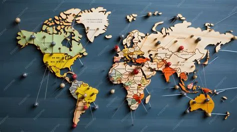 Premium Photo | A world map with pins in countries