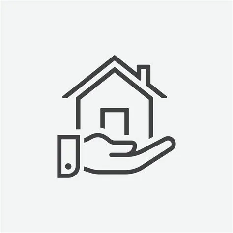 House or home hand gift vector icon in linear style, Home and hand ...