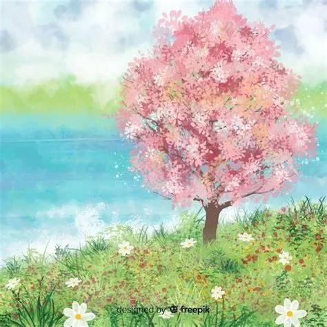 Free Vector | Watercolor spring landscape | Pinturas da natureza ...