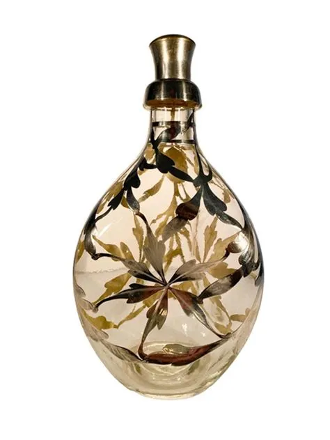 Art Deco Silver Overlay Pinch Type Decanter with Scrolling Leaf ...
