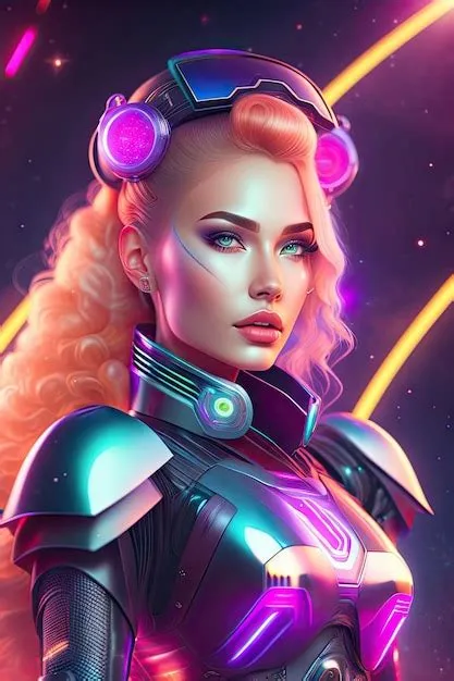 Premium AI Image | Beautiful female robot cyborg on space nebula ...