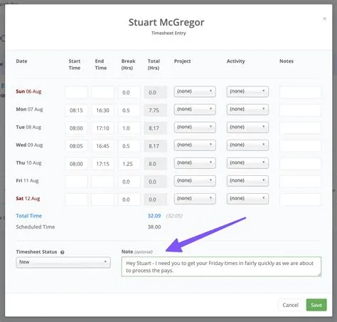 Entering Timesheet Notes - HR Partner Knowledge Base
