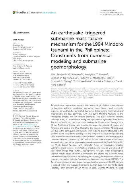(PDF) An earthquake-triggered submarine mass failure mechanism for the ...