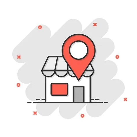 Home-pin-symbol im comic-stil hausnavigation cartoon-vektor ...