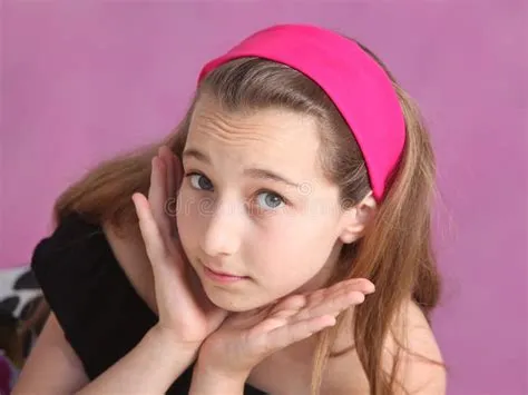 Cute Cheerful Pre-teen Pin-up Girl on Pink Background Stock Photo ...