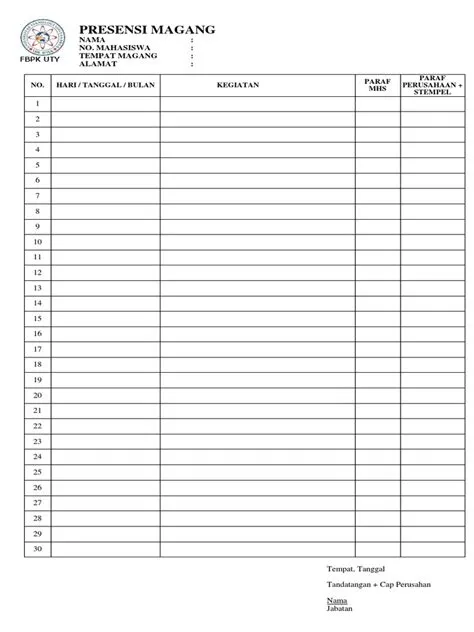 Form Presensi Magang-New | PDF