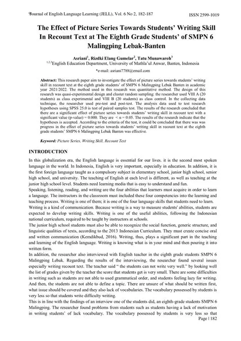 (PDF) The Effect of Picture Series Towards Students’ Writing Skill In ...