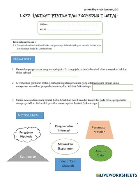 Hakikat Fisika dan Prosedur Ilmiah interactive worksheet | Live Worksheets