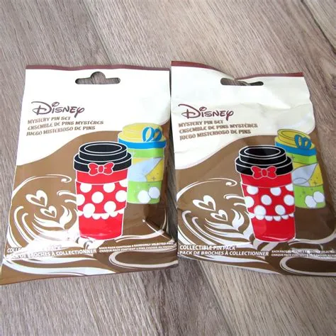 2 NEW SEALED DISNEY MYSTERY PIN PACK SET LATTE COFFEE TUMBLER CUP TEA ...