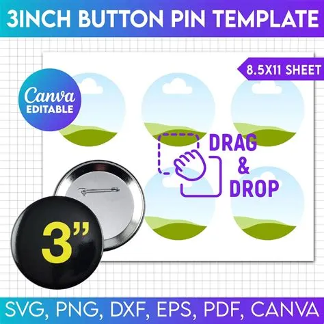3" Button Pin Template, Button Pin Svg, Button Pin Blank, Sublimation ...