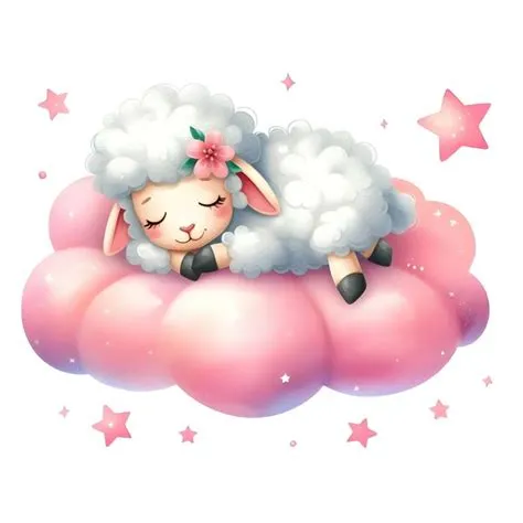 Premium Photo | Cute sheep sleeping on the pink cloud Vector cartoon ...