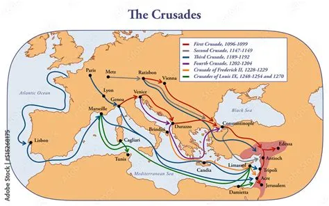 Map of the Crusades main routes and roads Illustration Stock | Adobe Stock