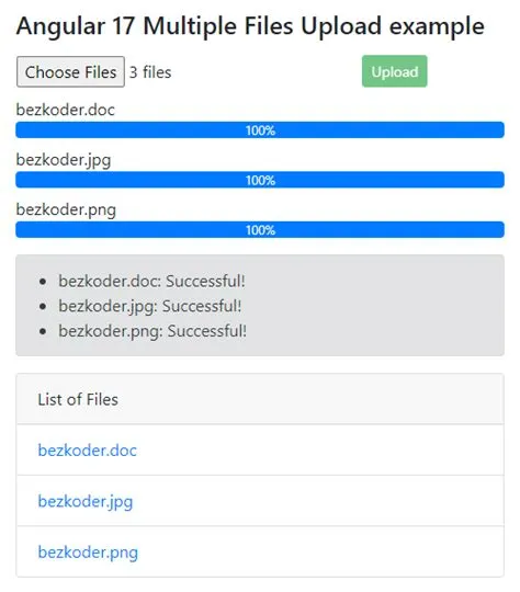 Angular 17 Multiple Files upload with Progress Bar example - BezKoder