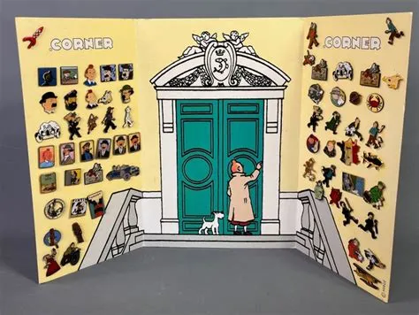 Tintin - Présentoir Corner avec 63 pin's + magazine - Catawiki