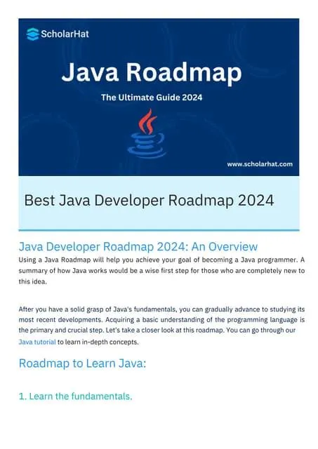 Java Developer Roadmap PDF By ScholarHat | PDF
