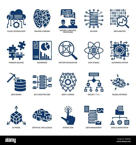 Artificial neural network icon set in glyph style. Machine learning, ai ...