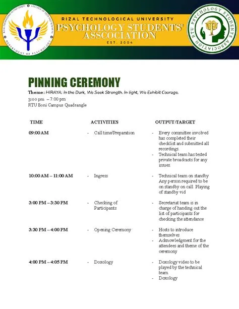 RTU Pinning Ceremony Programme: HIRAYA Theme Overview - Studocu