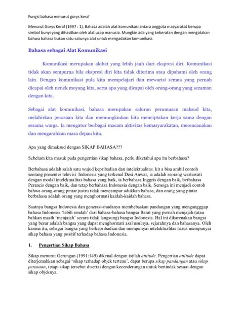 Fungsi Bahasa Menurut Gorys Keraf | PDF