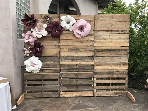 Pallet Wall with Paper Flowers perfect for Bridal Shower Decor - pallet ...
