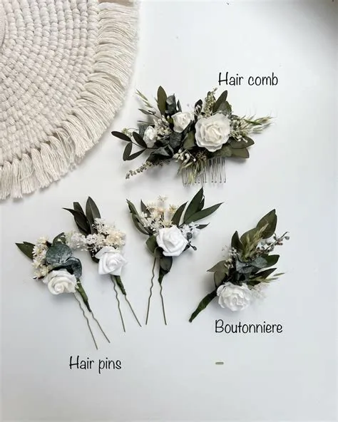 Romantic Greenery Hair Pins Eucalyptus Rose Hair Pins off - Etsy